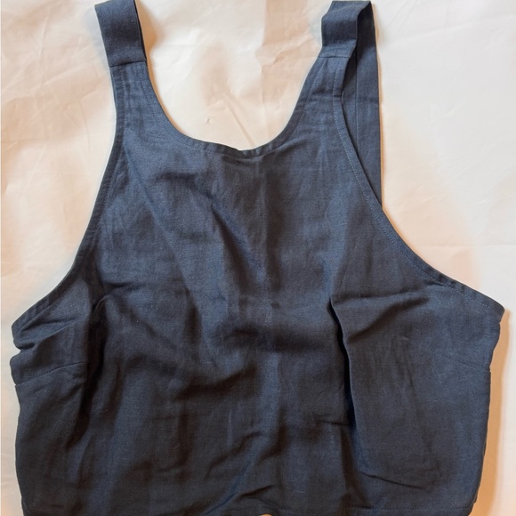 First Rite linen Blue Pants & crop Set - Picture 4 of 5